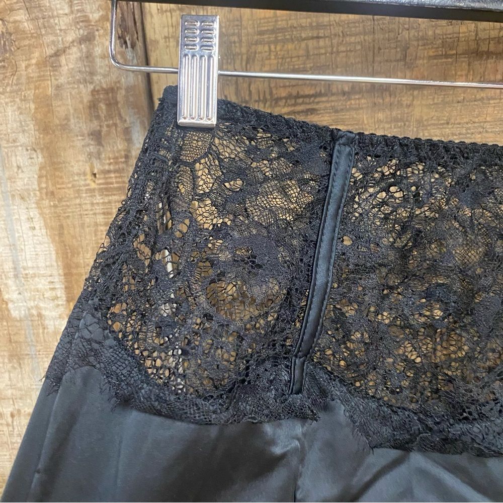 God Save Queens Cristina Black Lace Skirt midi sheer lingerie satin Revolve XS - Picture 11 of 12